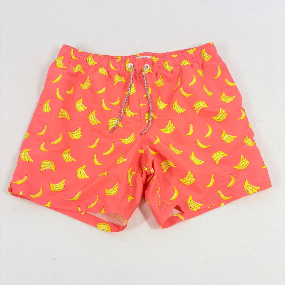 Maamgic Mens Swim Trunks XL Banana Print Mesh Lined Quick Dry Shorts 7" Loud Fun